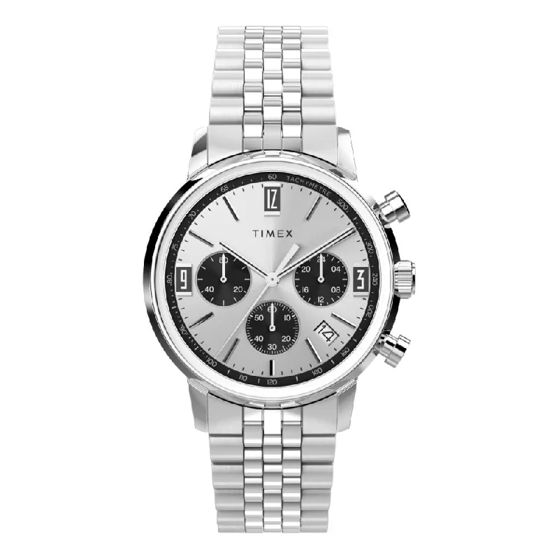 men's dive watches with leap year style -Marlin Quartz Chrono 40mm Silver Dial