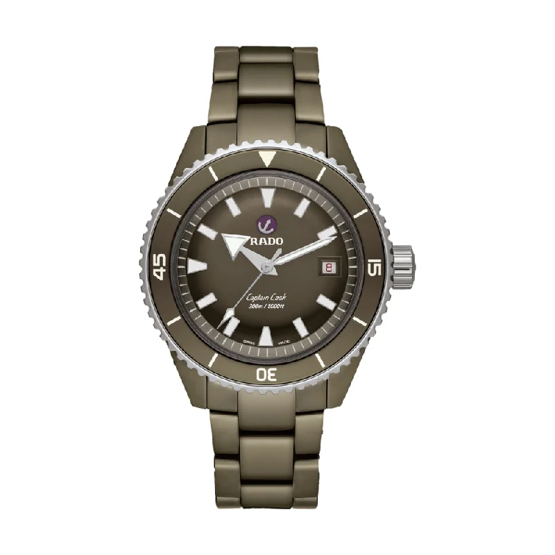 men's dive watches with magnetic-resistant design -Captain Cook High-Tech Ceramic Diver Olive on Bracelet men's dive watches with magnetic-resistant design -Captain Cook High-Tech Ceramic Diver Olive on Bracelet
