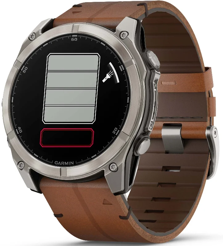 Smart Watches for Mens Latest Trends-Garmin Fenix 8 51mm Sapphire AMOLED Titanium Chestnut Leather Band Smart Watches for Mens Latest Trends-Garmin Fenix 8 51mm Sapphire AMOLED Titanium Chestnut Leather Band