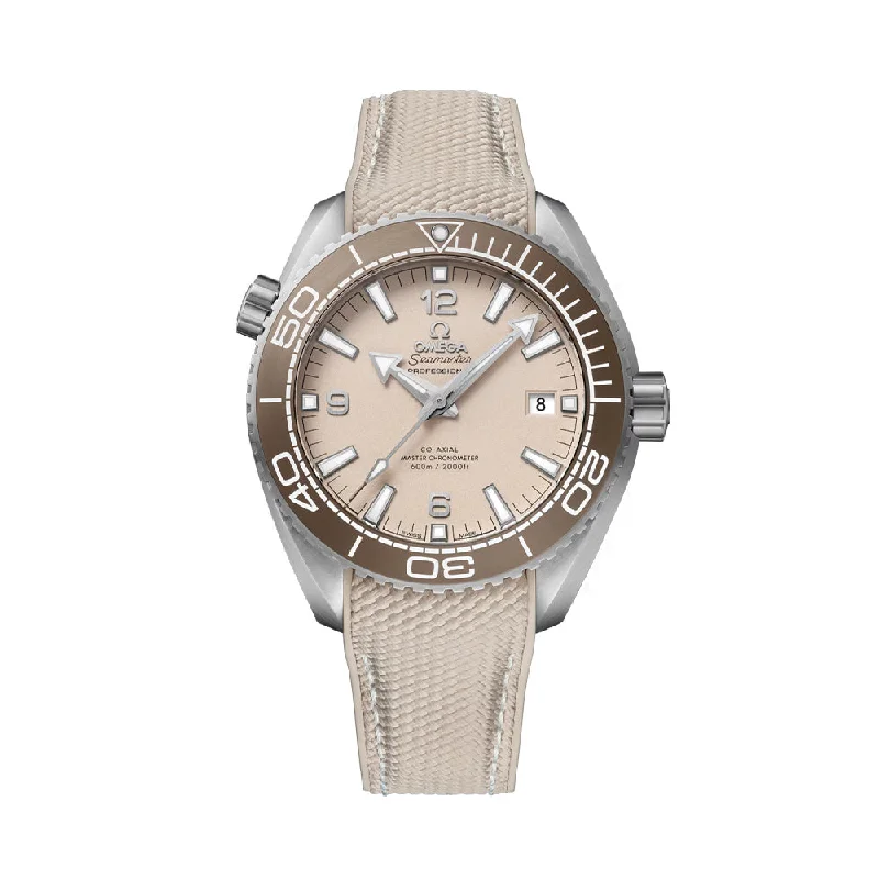 men's GMT watches with polyurethane style straps -Seamaster Planet Ocean 600M Co-Axial Master Chronometer 43.5mm - Linen on Rubber Strap