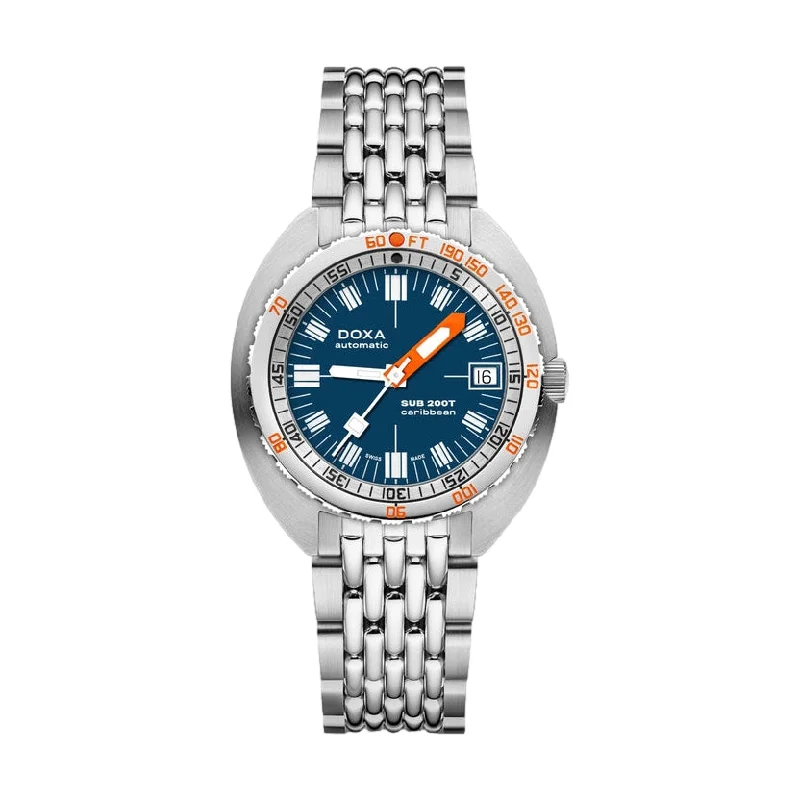 men's digital watches with C3 SuperLuminova display -Sub 200T Caribbean Blue Dial on Bracelet, 39mm men's digital watches with C3 SuperLuminova display -Sub 200T Caribbean Blue Dial on Bracelet, 39mm