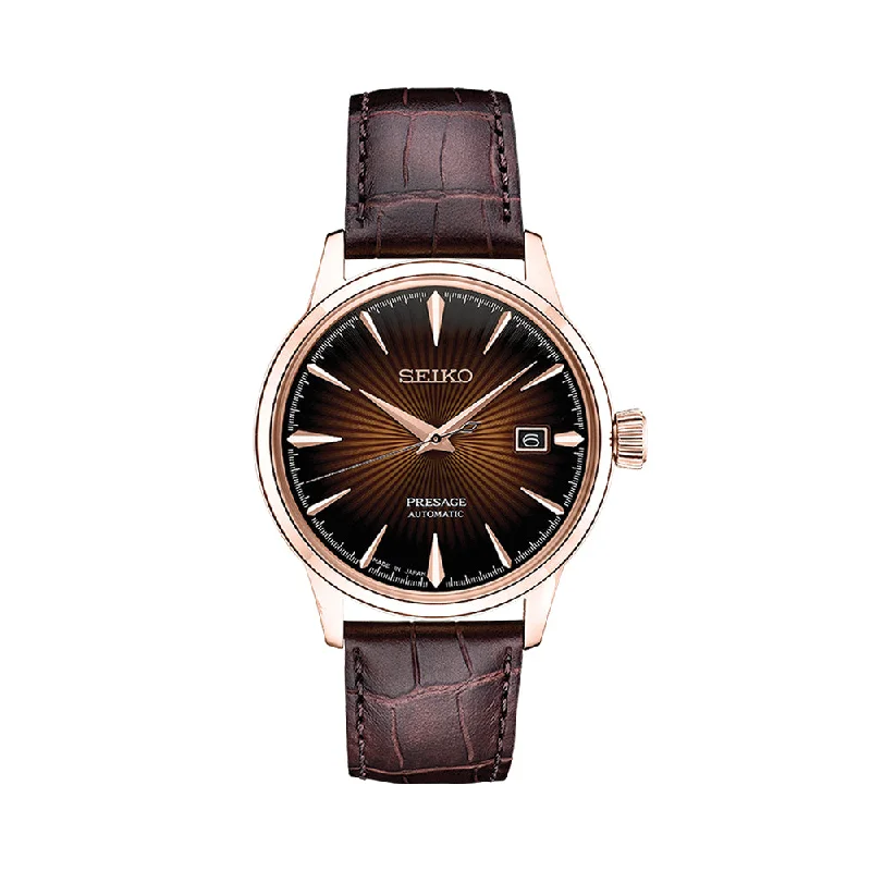 men's dive watches with hand-wound style -SRPB46 Presage Cocktail Time 40.5mm - Burgundy on Leather Strap