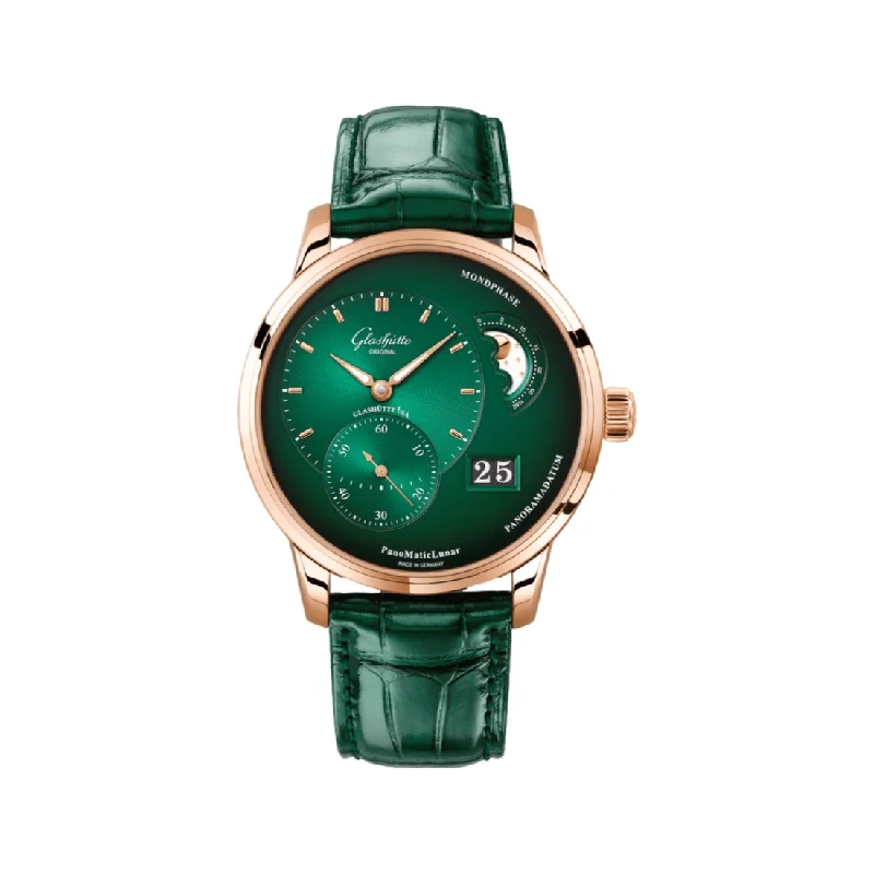 crystal-polishing kits-PanoMaticLunar Green 40mm - Red Gold on Strap