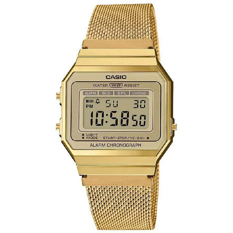 Unisex Retro Design Watches-Casio Vintage Unisex Gold Watch A700WEMG-9AEF