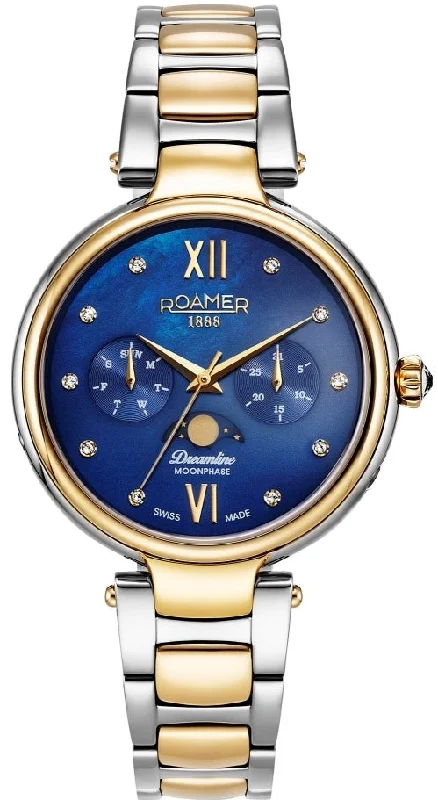 women's mechanical watches with personalized engraving display function -Roamer Watch Dreamline Blue MOP Moonphase women's mechanical watches with personalized engraving display function -Roamer Watch Dreamline Blue MOP Moonphase
