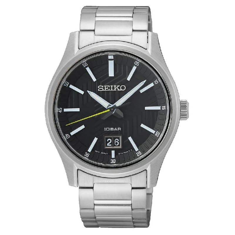 men's digital watches for young men -SEIKO SUR535P1 QUARTZ ANALOG 3 HANDS DATE MEN WATCH
