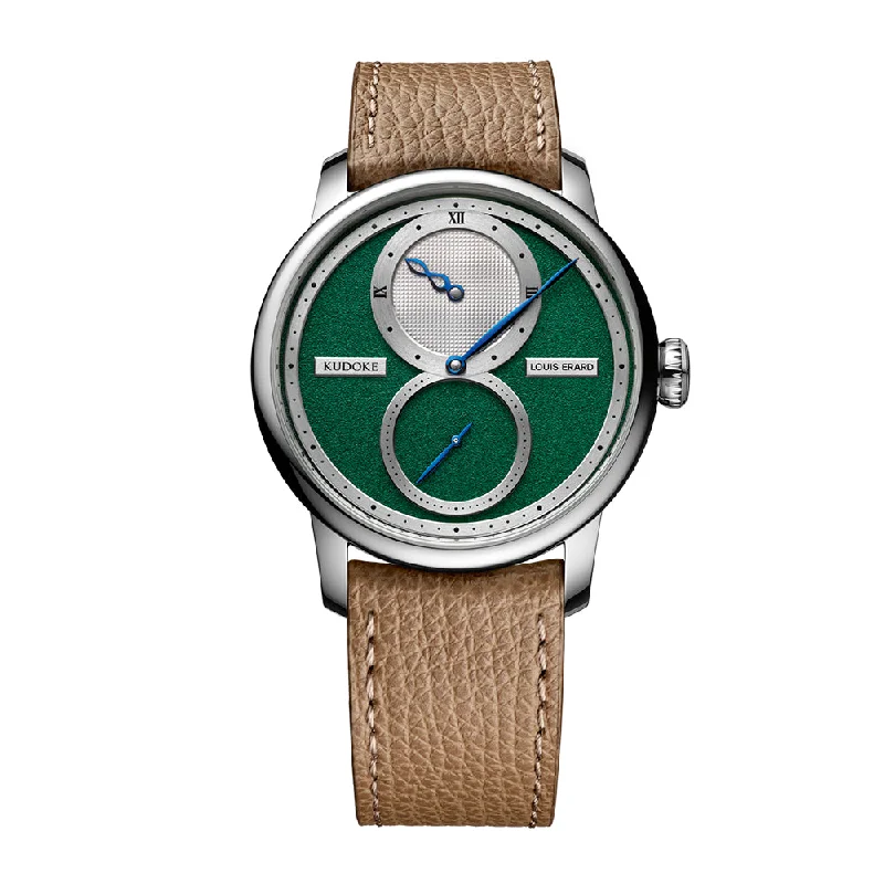 men's chronograph watches with polyurethane straps -Louis Erard x KUDOKE Le Régulateur 42mm - Forest Green men's chronograph watches with polyurethane straps -Louis Erard x KUDOKE Le Régulateur 42mm - Forest Green