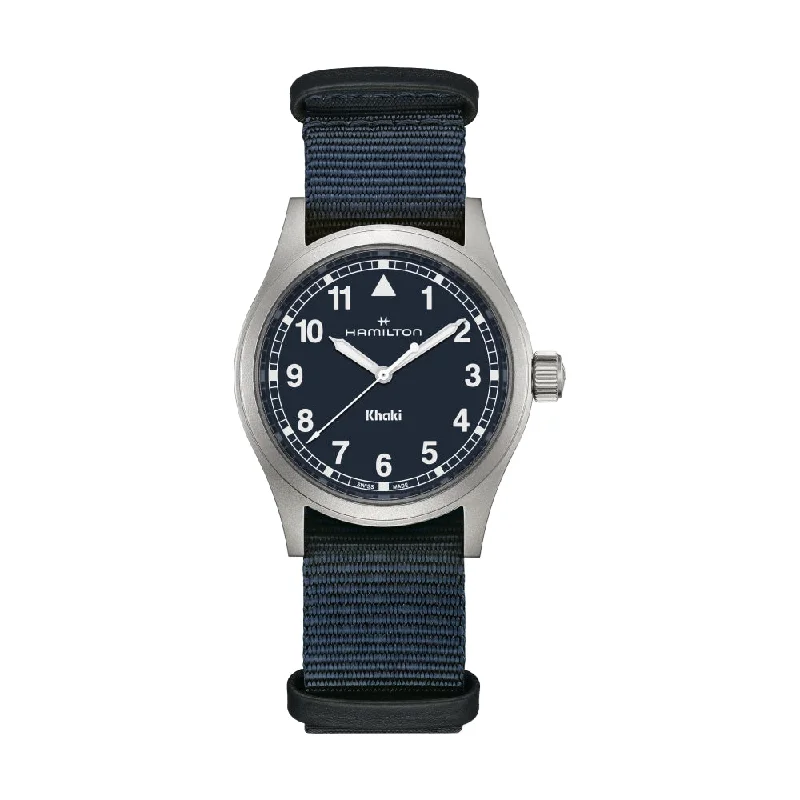 men's pilot watches with ergonomic style design -Khaki Field Quartz Blue Dial, 38mm men's pilot watches with ergonomic style design -Khaki Field Quartz Blue Dial, 38mm