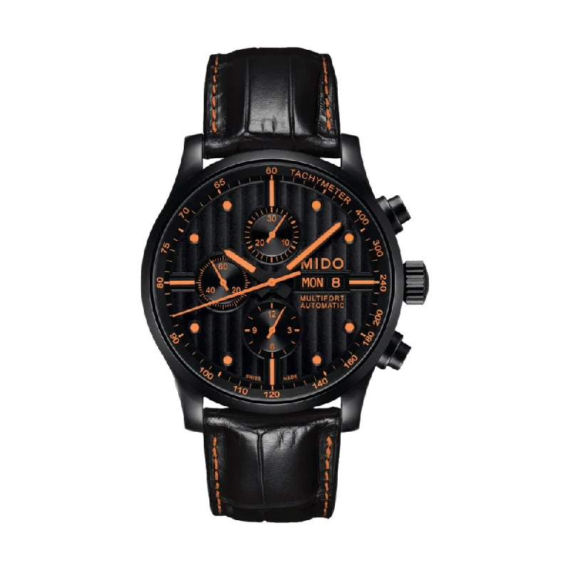 diplomatic-meeting watches-Multifort Black Edition Orange Accents