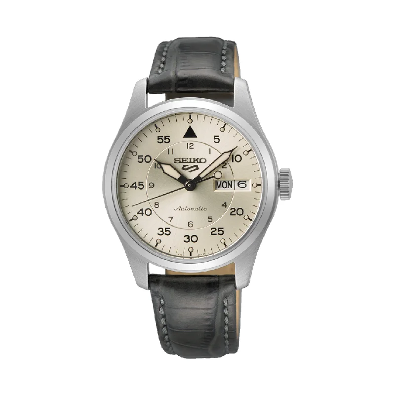 men's Seiko scratch-resistant watches -SEIKO 5 SPORTS SRPJ87K1 "CHAMPAGNE FLIEGER" SUIT SERIES MEN WATCH
