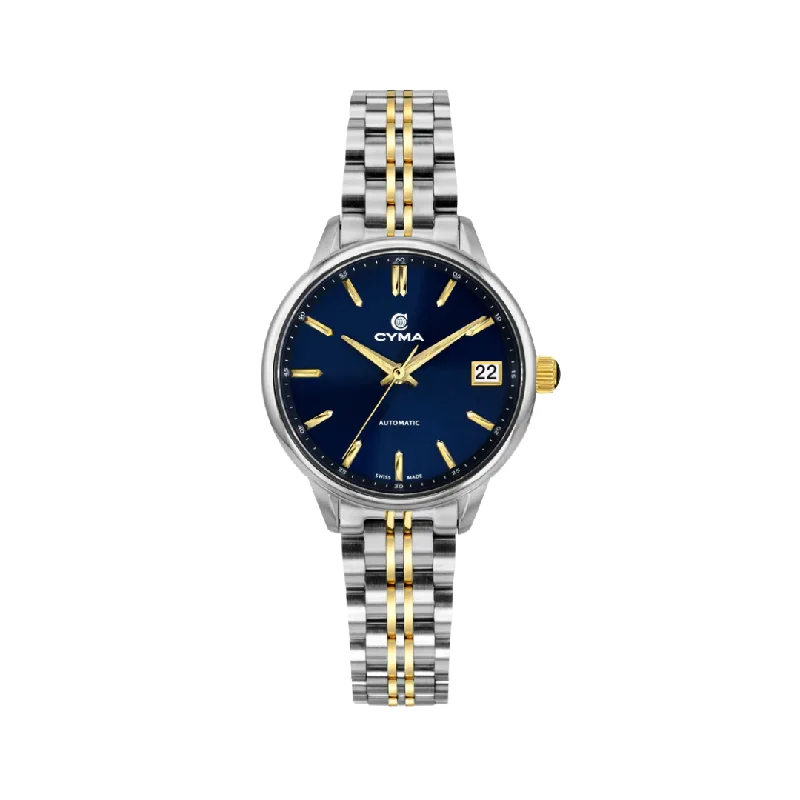 women's mechanical watches with C3 SuperLuminova display -CYMA W02-00815-002 CHARISMA 3 HANDS AUTOMATIC MECHANICAL TWO-TONE STAINLESS STEEL WOMEN WATCH