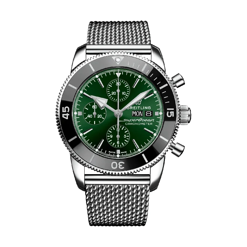 men's chronograph watches for sports -Superocean Heritage Chronograph 44mm Stainless Steel - Green