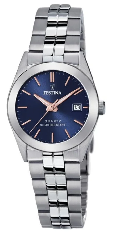 women's mechanical watches with alarm design -Festina Watch Three Hands Date Ladies