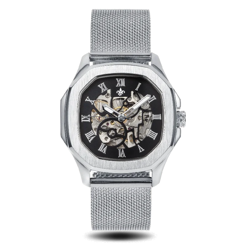 women's mechanical watches with custom engraving display function -The Ava Automatic - Silver