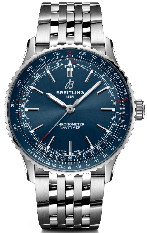 men's mechanical watches with barometer function -Breitling Navitimer Automatic 41 Blue Bracelet