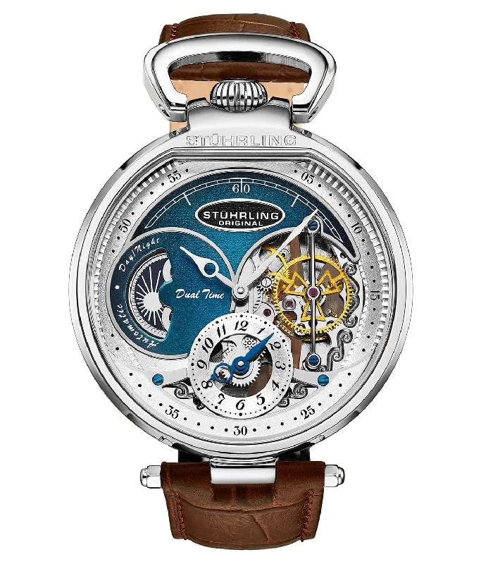 Blue Dial/Rose Case/Black Leather Strap