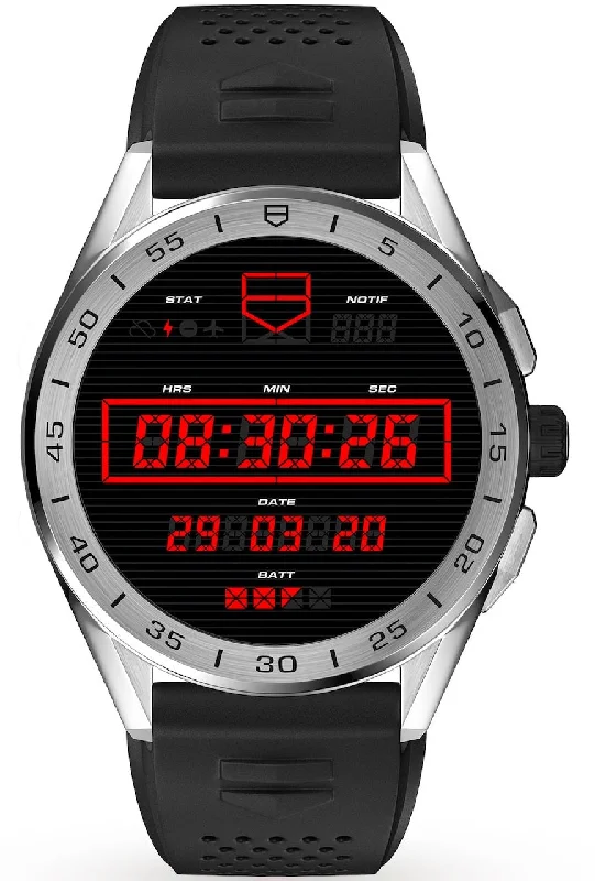 Smart Watches for Mens Fashion-TAG Heuer Watch Connected 45 Steel Black Rubber
