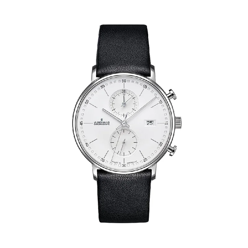men's chronograph watches with canvas straps -FORM C 40mm - White on Black Leather Strap