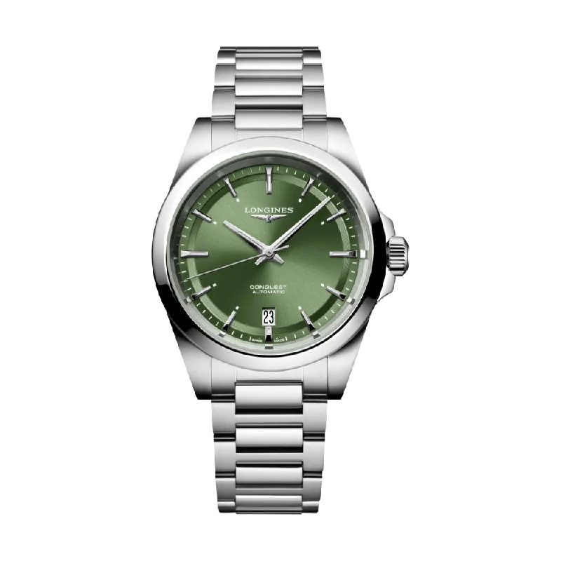 men's digital watches with phosphorescent display -Conquest 38mm - Green on Bracelet men's digital watches with phosphorescent display -Conquest 38mm - Green on Bracelet