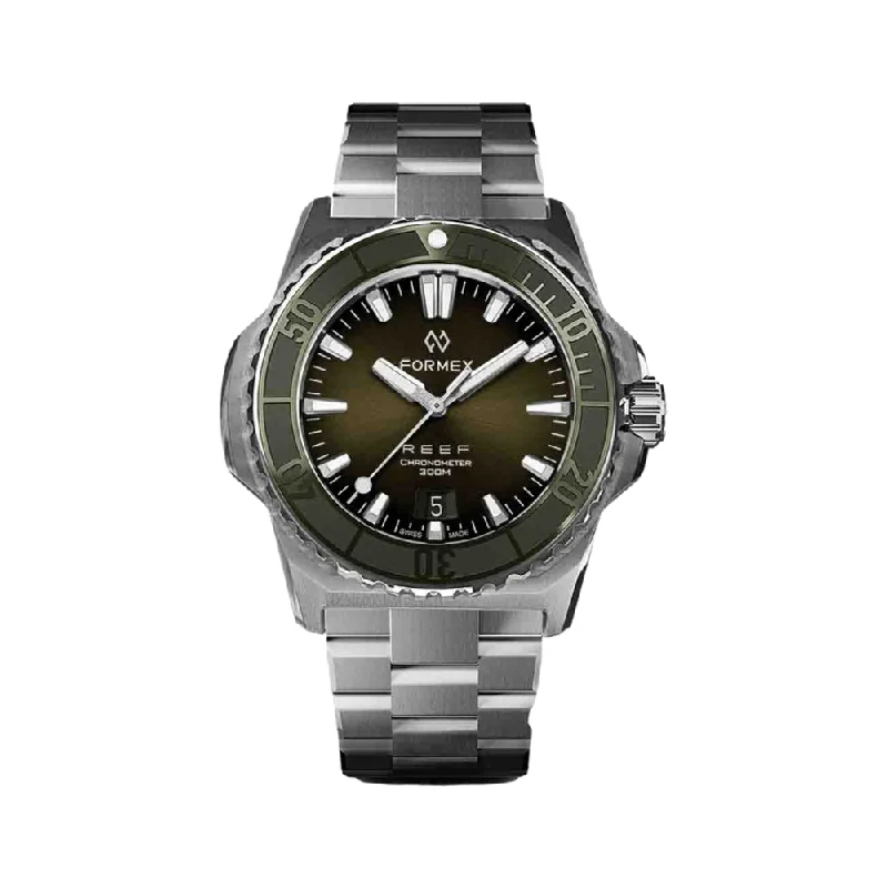 men's pilot watches with self-winding style design -Baby REEF Automatic Chronometer COSC 300M Green Dial, 39.5 mm men's pilot watches with self-winding style design -Baby REEF Automatic Chronometer COSC 300M Green Dial, 39.5 mm