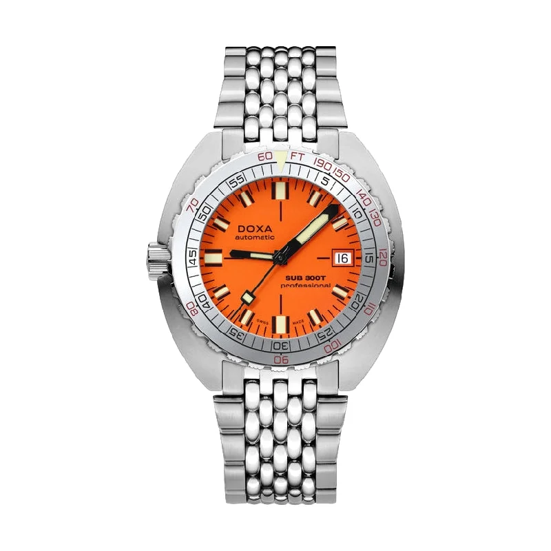 Orient-Bambino variants-Sub 300T Aristera Professional 42.5mm - Orange on Bracelet