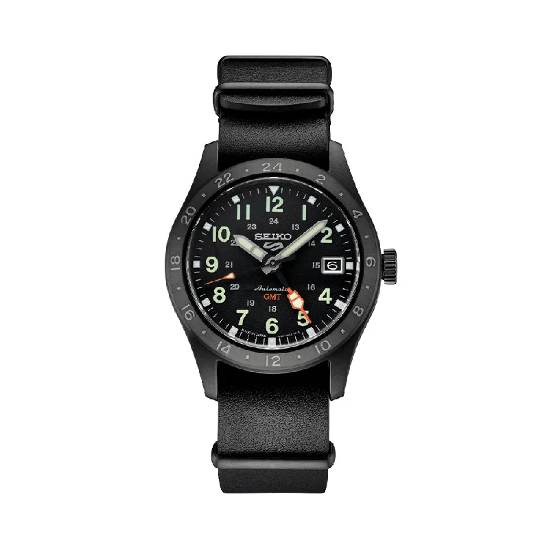 men's pilot watches with tourbillon style design -SSK025 5 Sports Field GMT 39.4mm - Black on Leather Strap men's pilot watches with tourbillon style design -SSK025 5 Sports Field GMT 39.4mm - Black on Leather Strap