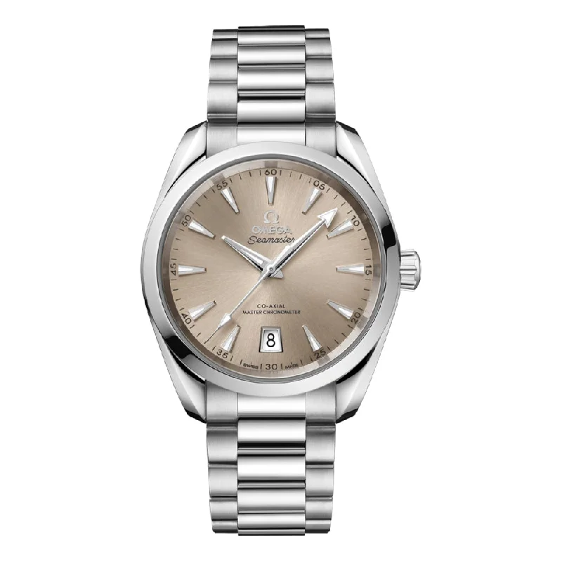 men's pilot watches with monogram engraving design -Seamaster Aqua Terra Shades 150M Co-Axial Master Chronometer 38mm - Sandstone on Bracelet men's pilot watches with monogram engraving design -Seamaster Aqua Terra Shades 150M Co-Axial Master Chronometer 38mm - Sandstone on Bracelet