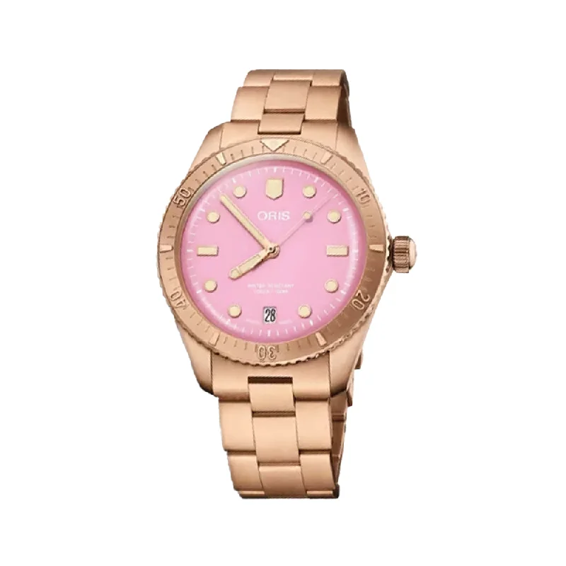 winter-gala dresswatches-Divers Sixty‑Five Cotton Candy Automatic 38mm - Pink on Bracelet