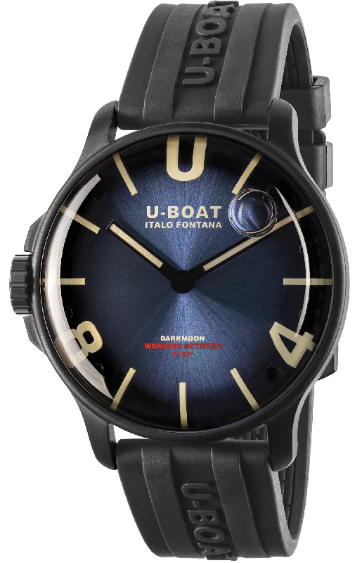 men's mechanical watches with fabric style straps -U-Boat Darkmoon 44 Imperial Blue PVD