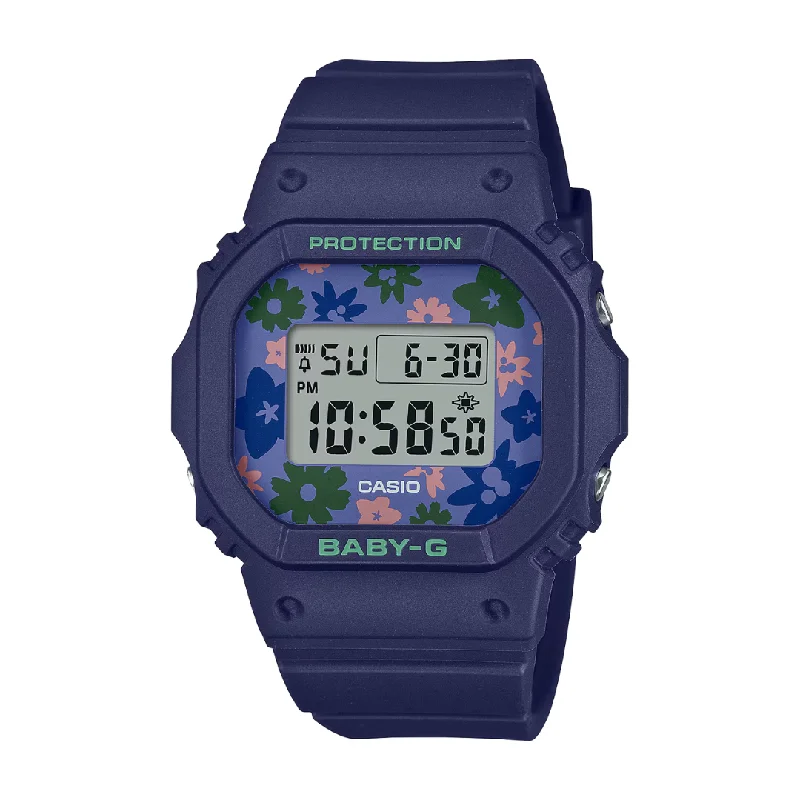 women's Casio alarm watches -CASIO BABY-G BGD-565RP-2DR FLORAL THEME BLUE WOMEN WATCH women's Casio alarm watches -CASIO BABY-G BGD-565RP-2DR FLORAL THEME BLUE WOMEN WATCH