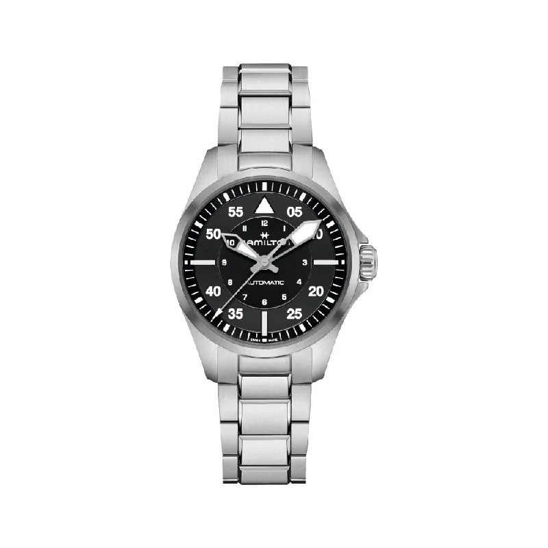 men's field watches with durable style design -Pilot 36mm Black Dial on Bracelet