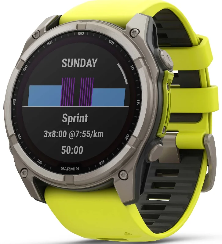 Smart Watches for Mens Best Brands-Garmin Fenix 8 51mm Sapphire Solar Titanium Amp Yellow Graphite Silicone Smart Watches for Mens Best Brands-Garmin Fenix 8 51mm Sapphire Solar Titanium Amp Yellow Graphite Silicone