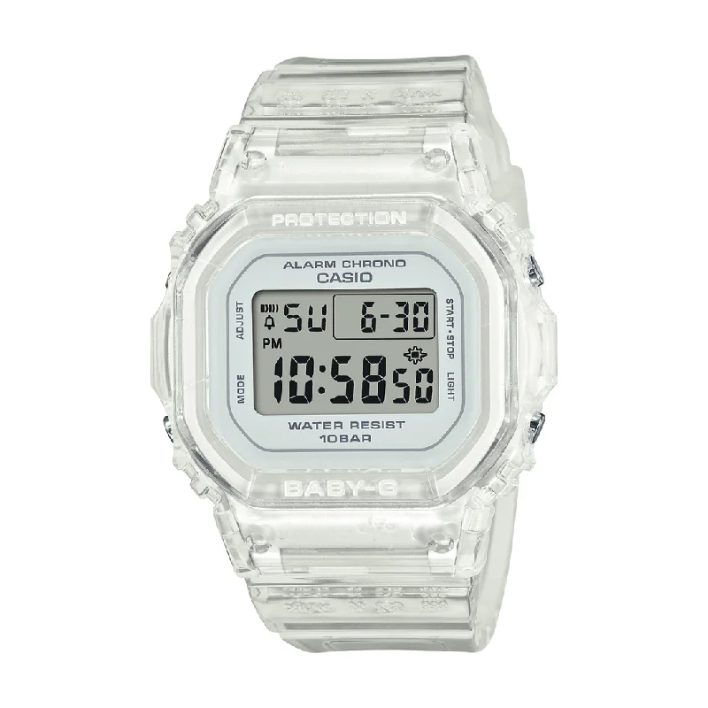 women's Casio ergonomic design watches -CASIO BABY-G BGD-565S-7DR STANDARD DIGITAL TRANSPARENT WATCH