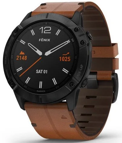 Mens Smart Watches Cadence Tracking-Garmin Watch Fenix 6X Sapphire Black DLC Brown Leather Band D Mens Smart Watches Cadence Tracking-Garmin Watch Fenix 6X Sapphire Black DLC Brown Leather Band D