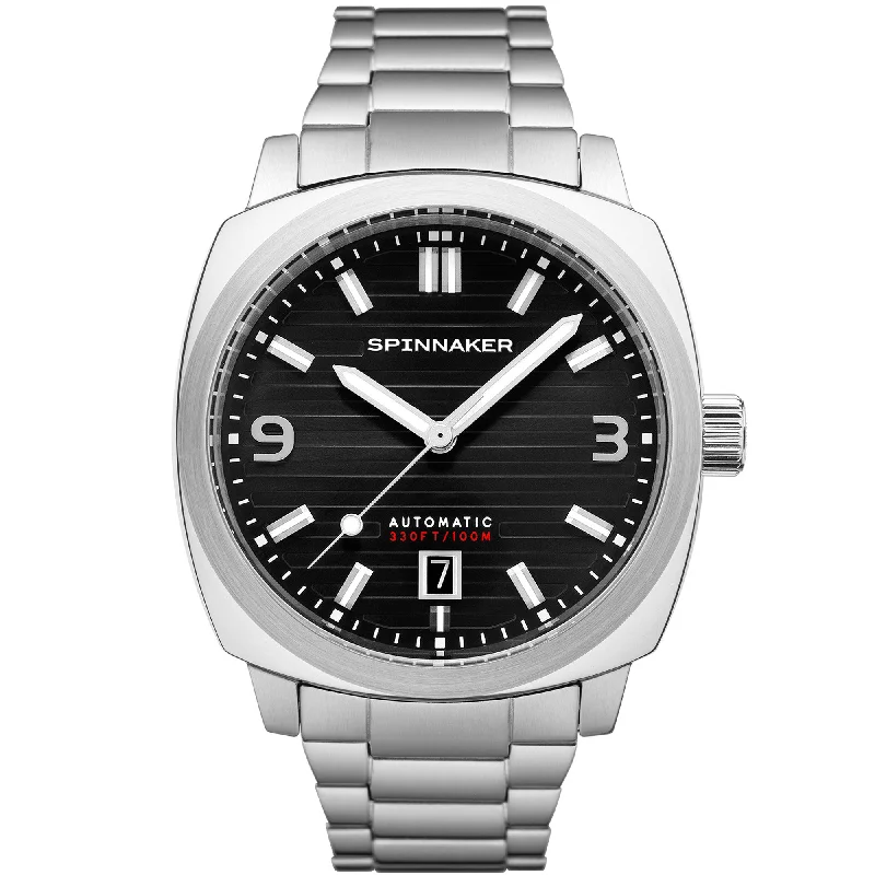 men's skeletonized watch for collectors -Spinnaker Hull Automatic Riviera Noire