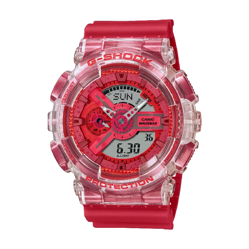 men's digital watches with custom engraving style design -CASIO G-SHOCK GA-110GL-4ADR ANALOG-DIGITAL RED WATCH
