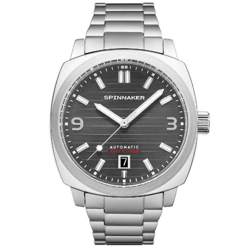 men's skeletonized watches with automatic winding -Spinnaker Hull Automatic Riviera Smoke Gray