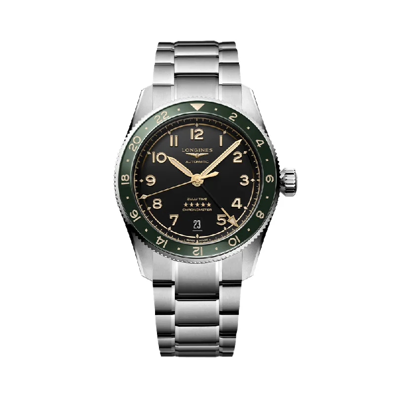 men's dive watches with minimalist style -Spirit Zulu Time 39mm - Green on Bracelet
