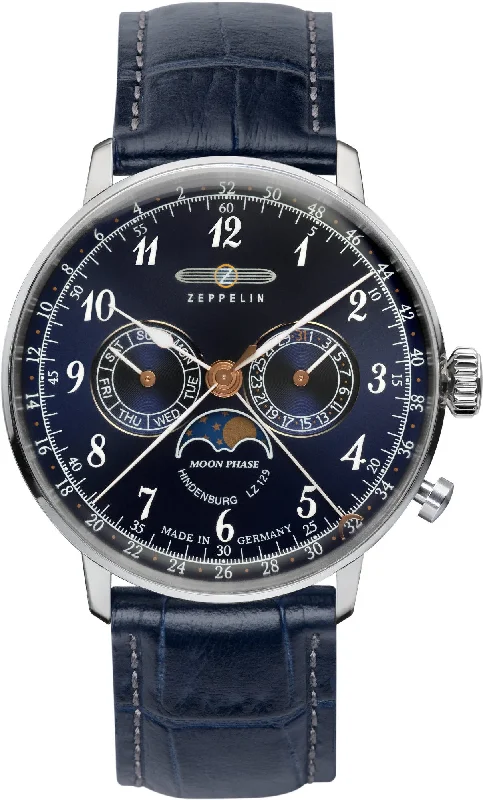 men's mechanical watches with sporty design -Zeppelin LZ 129 Hindenburg Moonphase Mens