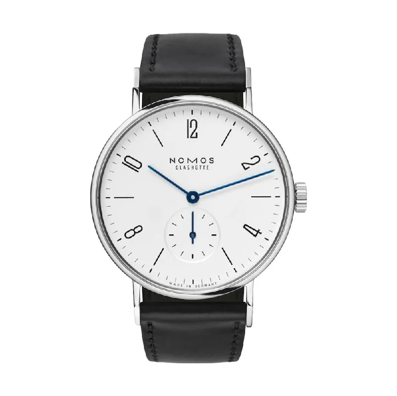 men's dive watches with 24-hour style -Tangente 35mm - White on Leather Strap