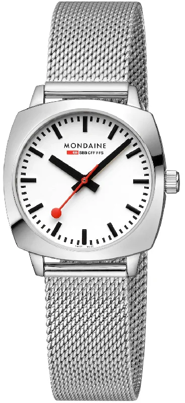 Women Mondaine watches with stainless steel case -Mondaine Official Swiss Railways Cushion
