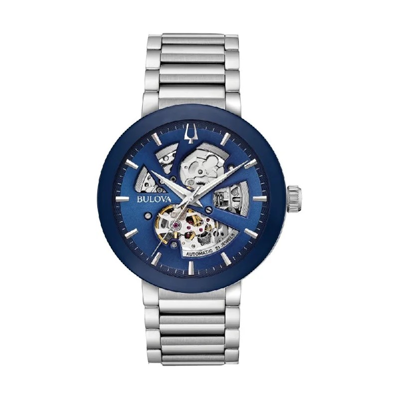 men's dive watches with metal straps -Futuro Skeleton Blue Dial