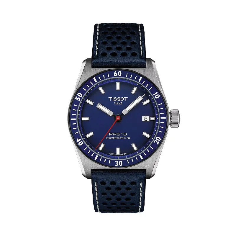 Parisian-chic dress-PR516 Powermatic 80 38mm - Blue on Leather Strap
