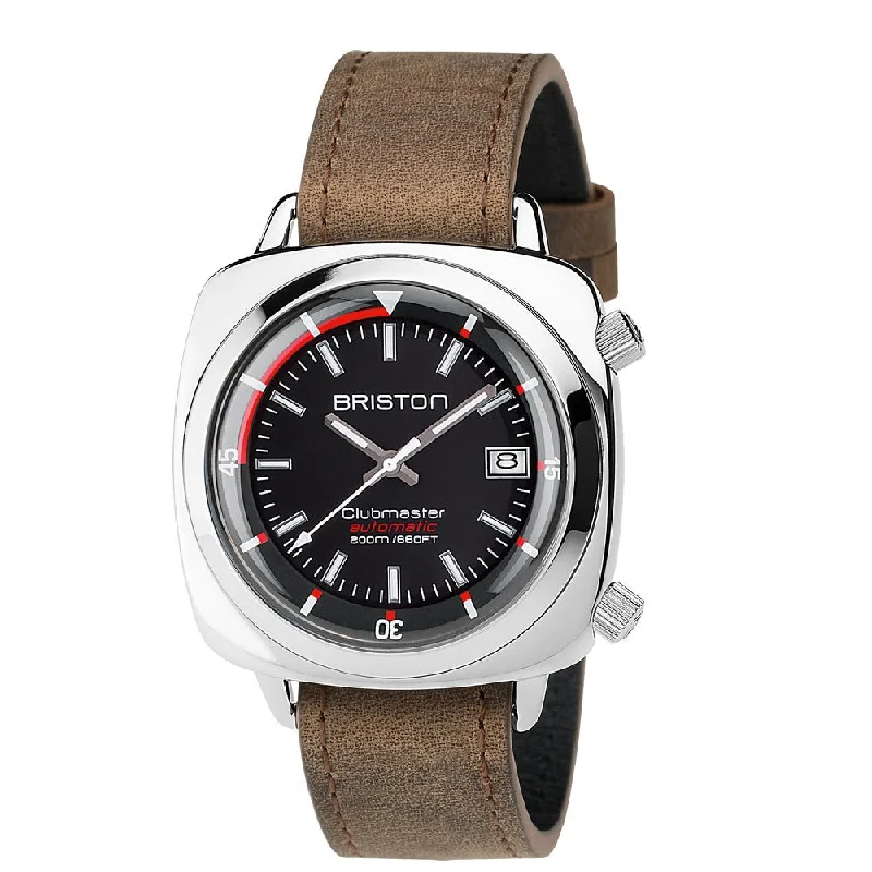 men's skeletonized watches with unique dial layout -Briston Clubmaster Diver Automatic Steel Black men's skeletonized watches with unique dial layout -Briston Clubmaster Diver Automatic Steel Black