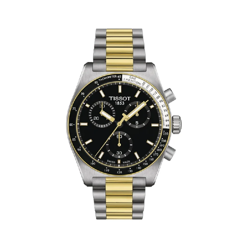 men's GMT watches with fabric style straps -PR516 Quartz Chronograph Two-Toned 40mm - Black on Bracelet