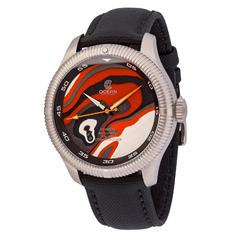 men's skeletonized watches with classic round case -Ocean Crawler Champion Diver Automatic Fordite Type B men's skeletonized watches with classic round case -Ocean Crawler Champion Diver Automatic Fordite Type B