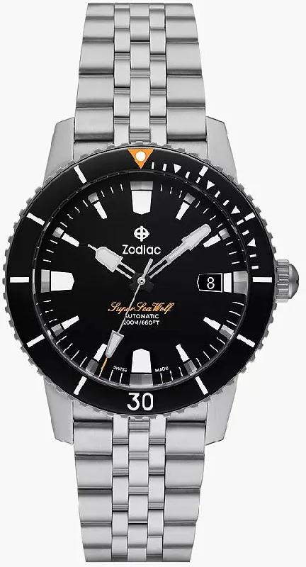 men's mechanical watches with convex design -Zodiac Super Sea Wolf Compression Mens men's mechanical watches with convex design -Zodiac Super Sea Wolf Compression Mens