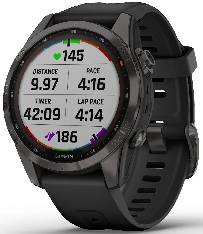 Smart Watches for Mens Electrocardiogram-Garmin Watch Fenix 7S Sapphire Solar Carbon Gray DLC D