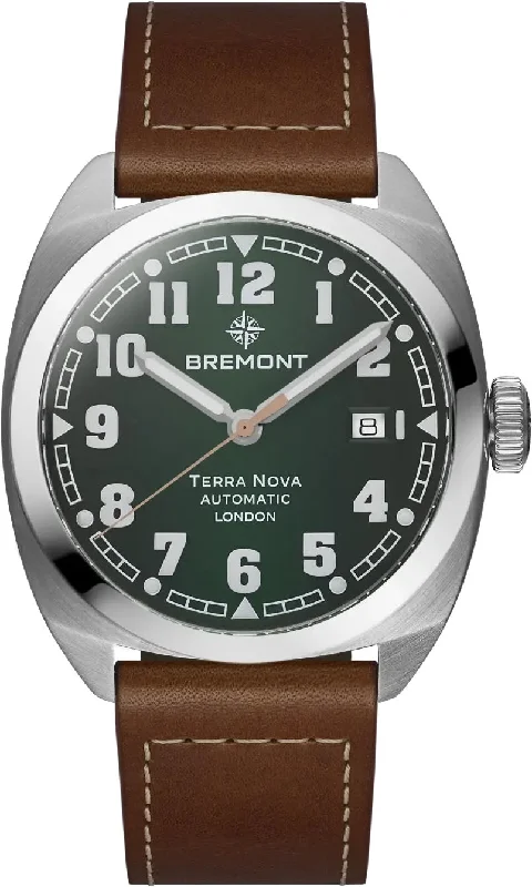 men's mechanical watches with chime design -Bremont Terra Nova 40.5 Date Green Leather men's mechanical watches with chime design -Bremont Terra Nova 40.5 Date Green Leather