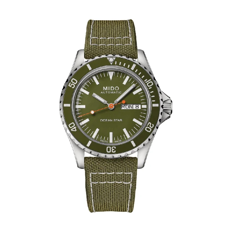 men's field watches with metal straps -Ocean Star Tribute Green